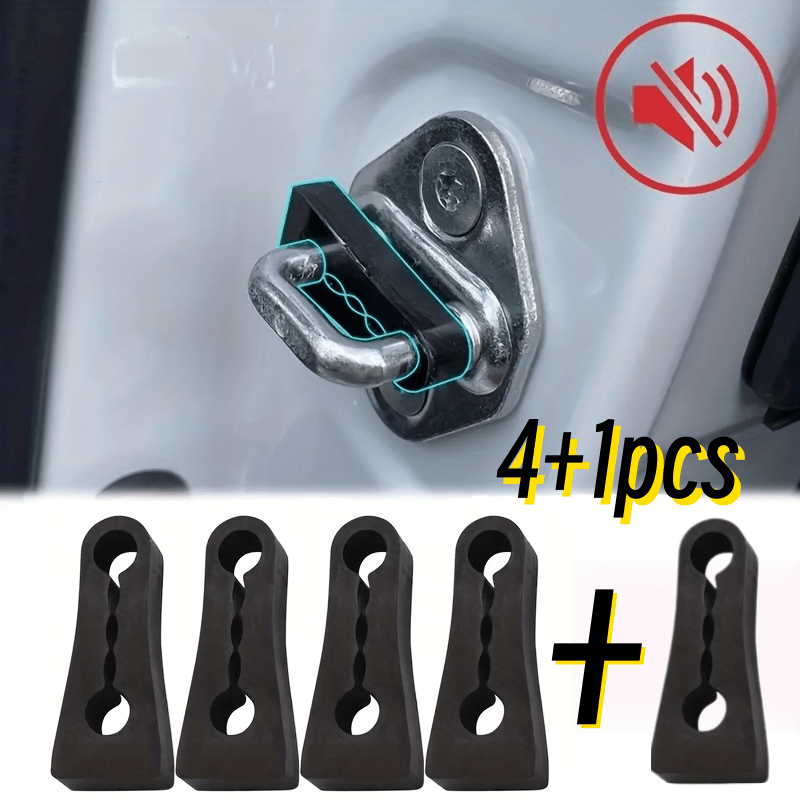 TEMU 4+1 piezas, Cojín antivibración universal para cerradura de puerta de coche, Cubierta específica para cerradura de puerta de coche, Aislamiento