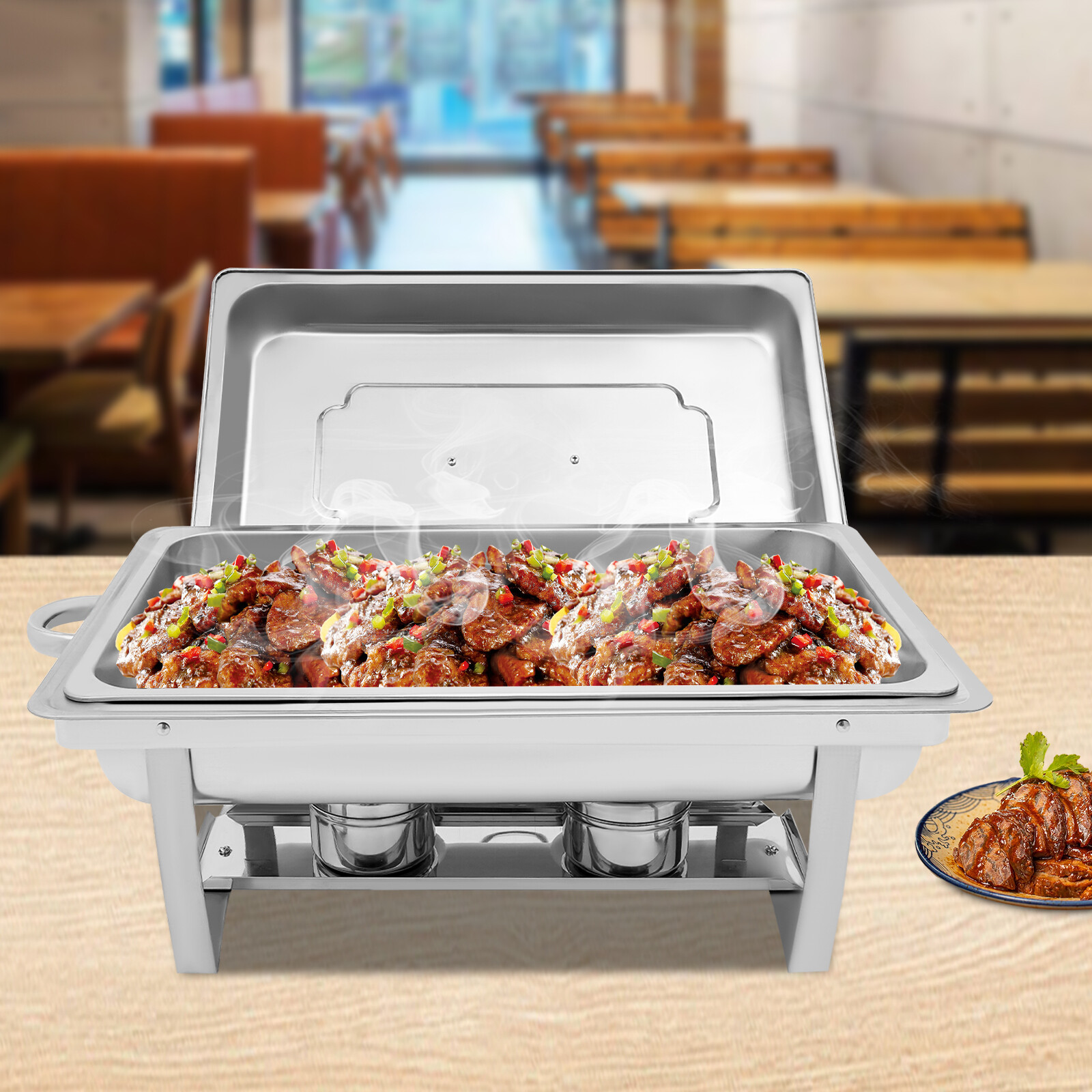 Image of 9l Food Warmer Chafing Dish Insulated Container For Catering Buffet Wedding Party With Lid And Frame Easy To Clean Stainless Steel For Restaurant Use Durable For Professional Events