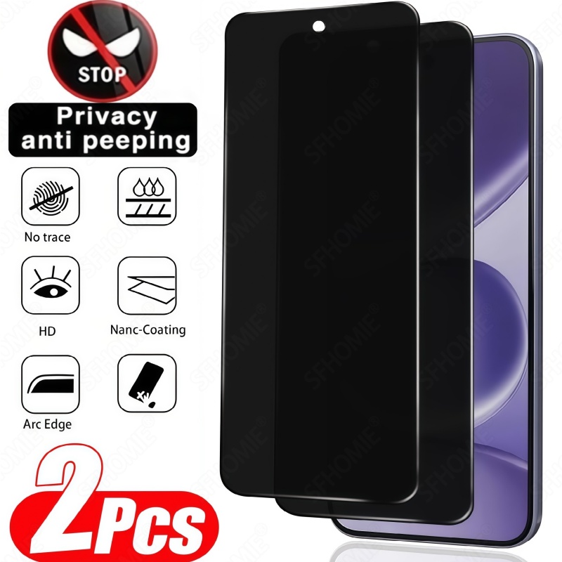 TEMU 2pcs 30 Degree Privacy Tempered Glass Screen Protector Suitable For Xiaomi Redmi 10 10c 11c 12 12c 13 13c 14c Note 11 12 13 14 15 Pro 4g/5g Full