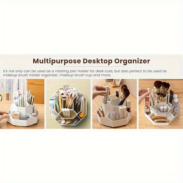 360 rotating   desktop organizer milky   pencil holder with sturdy base space saving design for office home art supplies storage durable premium   office desk accessories   construction Product details 2