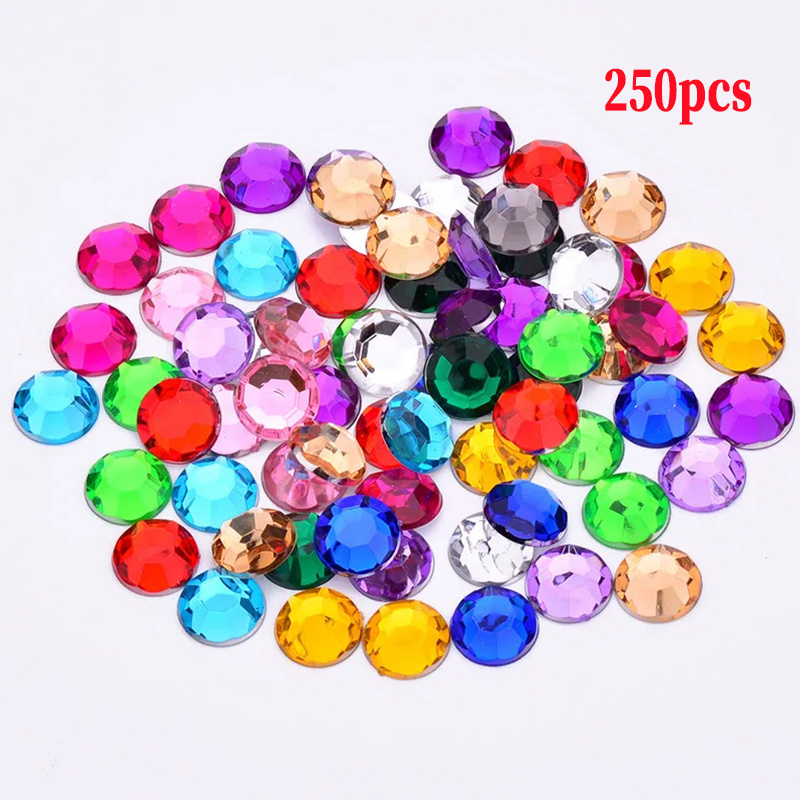 TEMU 250 pièces Strass ronds colorés à fond plat de 0,8 cm/0,31 po, décalcomanies en acrylique pour ongles, décorations de bricolage pour ongles,