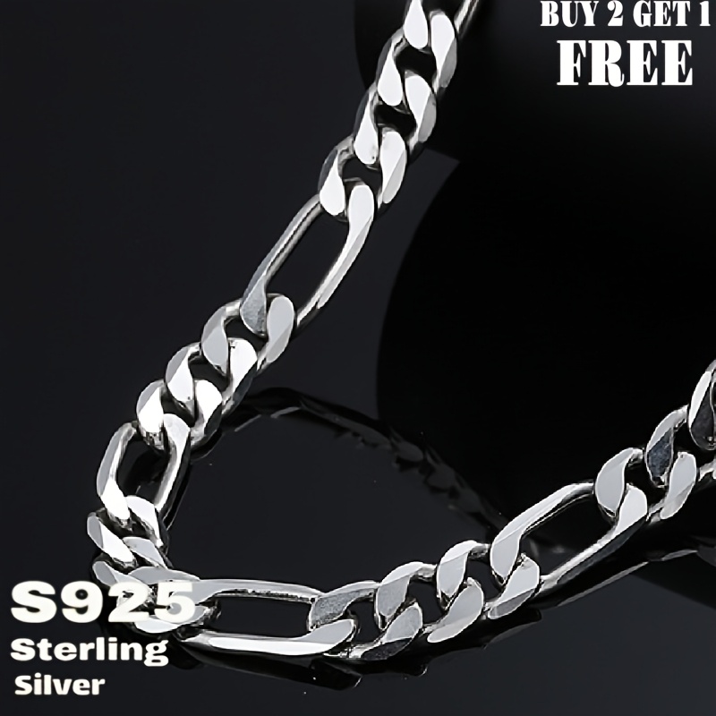 TEMU Italian 925 Sterling Silvery Thick Necklace, Retro , Men's Necklace, Women's Necklace, Men's Jewelry, Women's Jewelry, Fashionable Jewelry Gift,