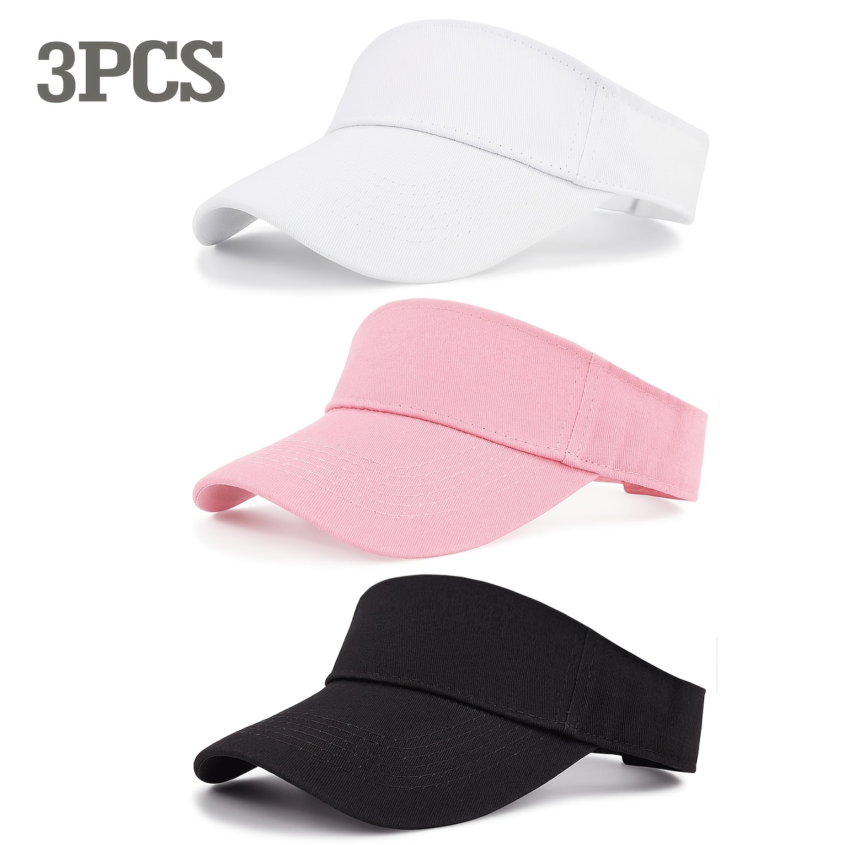 TEMU 3pcs Set Unisex Simple Visor Hat, Adjustable Solid Color Casual Sun Hat, Suitable For Spring And Summer Daily Wear, Sun Protection Fashionable Matching, As A Gift