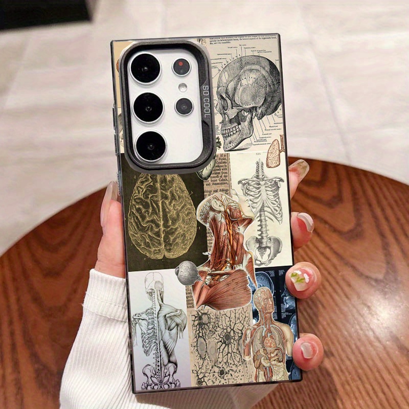 TEMU Phone Case - Anatomical Illustration Collage For Galaxy S25ultra, S24plus, S23fe, S21pro, S22, S20+, A03s, A05s, A14, A31, A53, A34, A10, A04e,