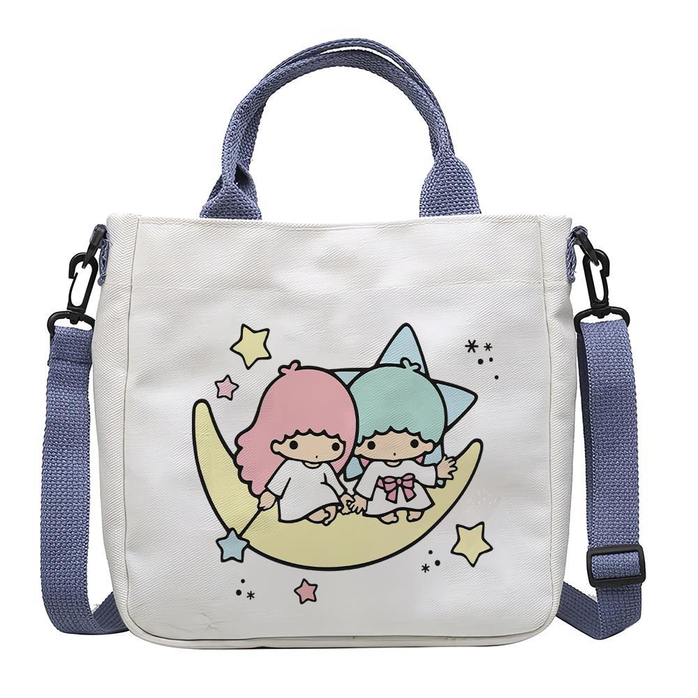 

Sanrio Little Twin Stars Canvas Tote Bag - Chic Animal Print, Magnetic Closure, Detachable Shoulder Strap - Perfect Valentine's Gift For Her, Sanrio