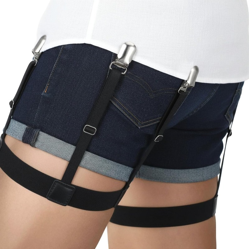 TEMU Men's Shirt Stays, Adjustable Elastic Garters With Non-slip Y-shaped Clips, Set Of 2 Shirt Holders For , Suits, And Formal Outfits