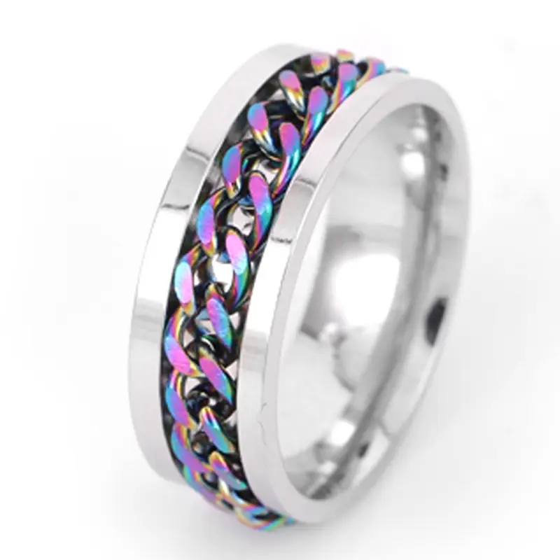 ring for opening bottles and beer rotatable decompression ring for men rotatable chain titanium stainless steel ring stainless steel jewelry for women Product details 7