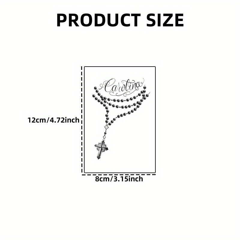 Image of " Interlocked +cross Chain" Temporary Tattoos Stickers - Long-lasting For 15 Days, Use Hand Leg Neck Tattoos, Suitable For Halloween, For Men And Women