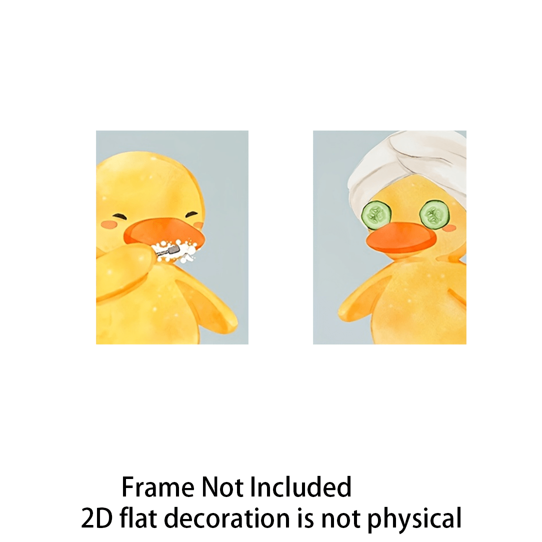 TEMU 2d Flat, 2d Flat Wall Decor Posters, Frameless, Set Of 2, Painting Kit With Multiple Options, Featuring A Duck-themed Wall Art Suitable For