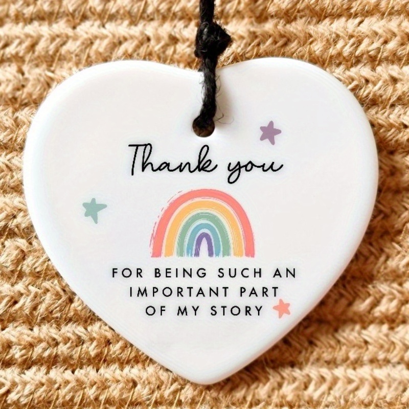 2d Flat - - Heart Shaped Acrylic Ornament With Rainbow Stars 2d Design Thank You For Being Part Of Perfect Gift For Preschool Teachers Farewell Nursery Decoration