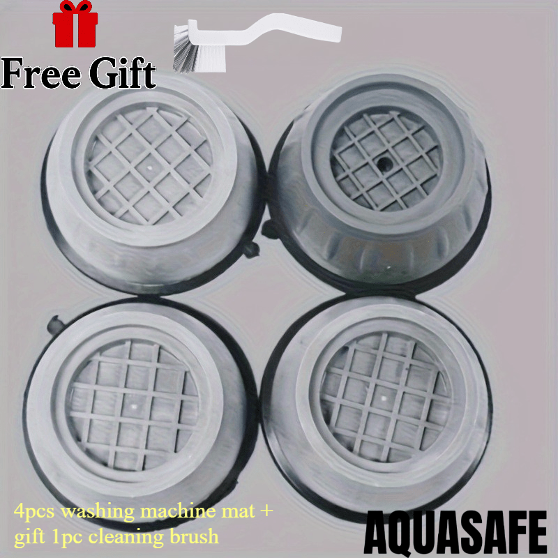 TEMU 4pcs Anti-vibration Pads + Free 1pc Bathroom Cleaning Brush, Anti-vibration Washing Machine Pad - Height Increasing, Non-slip, Shock-absorbing