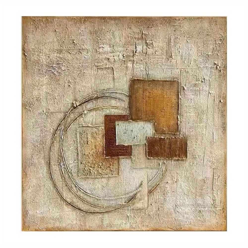 Hand-Painted Wabi-Sabi Zen Oil Painting - Modern Minimalist Abstract Wall Art, Hand-Painted Texture Square Picture Suitable for Living Room, Bedroom, Office Decor - Artwork for Interior Designers & Collectors