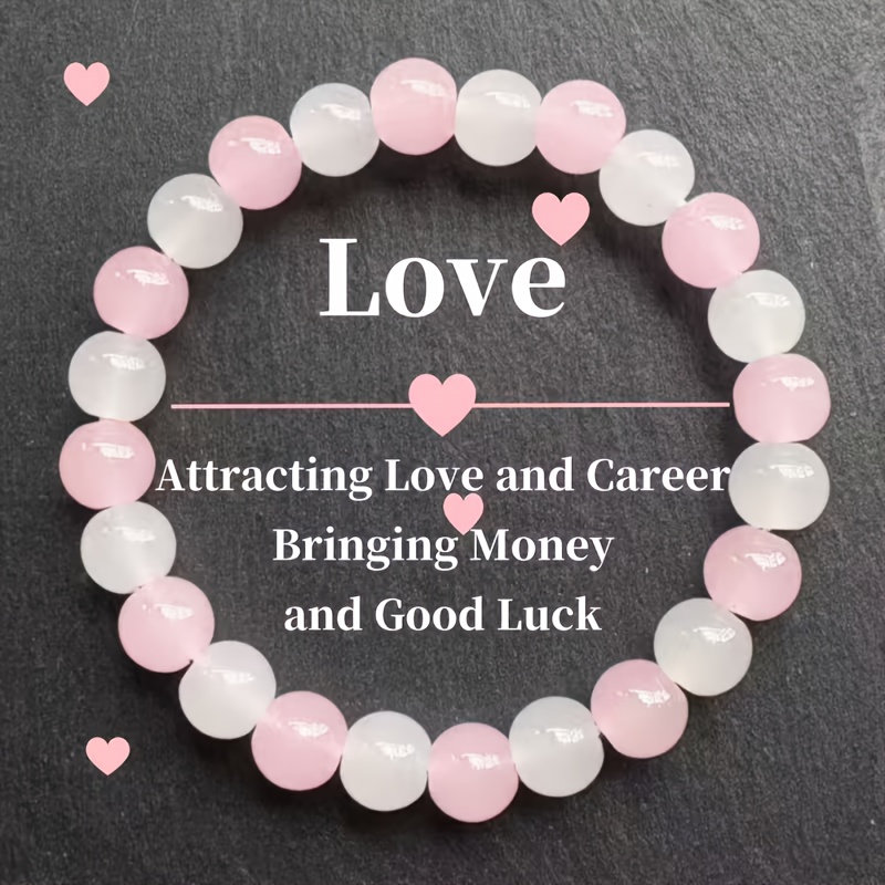 Pink Bead Bracelet with Handcrafted Moonstone and Rose Beads