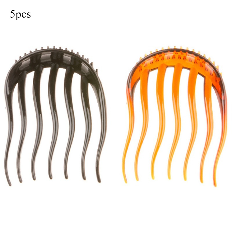 Image of Random 5pcs Fashion Women Hair Styling Clip Fluffy Plastic Stick Bun Maker Braid Tool Ponytail Holder Hairpins Hair Additions
