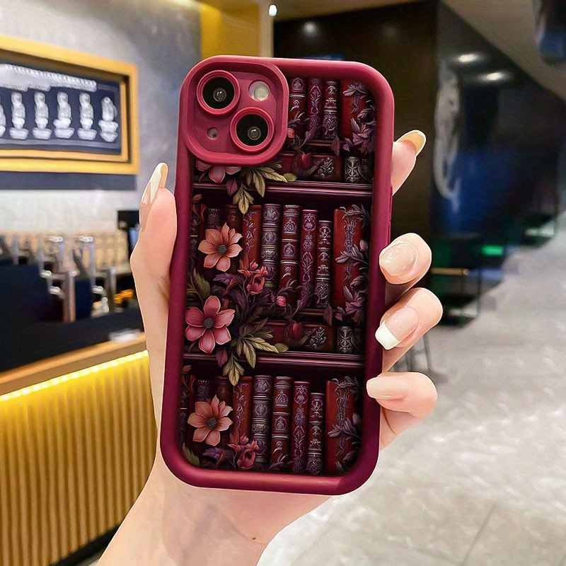 AA1124 Wine Red High Bamboo Flower Pattern TPU Shockproof Full Coverage Precision Protective Case for Apple iPhone 6/7/8/X/Xs/Xr/Xs Max/11/12/13/14/15/16 Pro Max Pattern Printed Mobile Phone Case, Easter Gift, Christmas Halloween Decoration/Gift for girlfriend, boyfriend, friend, or yourself - Image 4