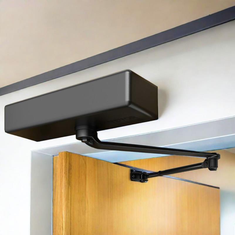 Automatic Hydraulic Door Closer for 120kg/264lbs Doors - Heavy Duty Cast Aluminum Body, Adjustable Size, Easy Installation, Black Finish - Commercial & Residential Use, Minimalist Design, Durable Construction