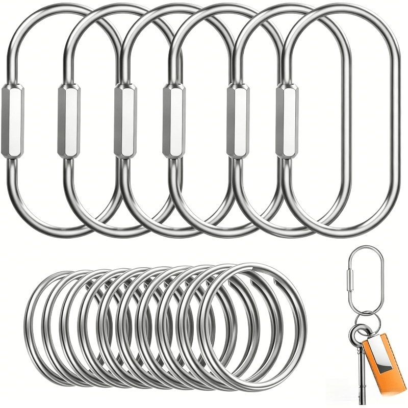 TEMU 16 Sets Of Keychains For Wholesale (including 6 Safety Screw Keychains And 10 Keychains) - Universal Keychain Storage Clips For Men And Women,
