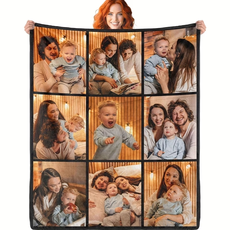 TEMU Personalized Photo Blanket - Your Own Photos - Image Suitable For Sofa Bed Cover Blanket, Soft Flannel Blanket Using Photo Printing Technology,
