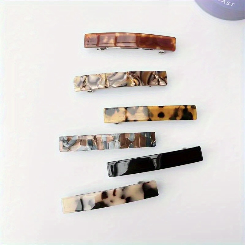 TEMU 6pcs Stylish French Barrette Clips Automatic Colorful And Fashionable Hair Clips For Women And Ideal For Styling And Additions Barrette