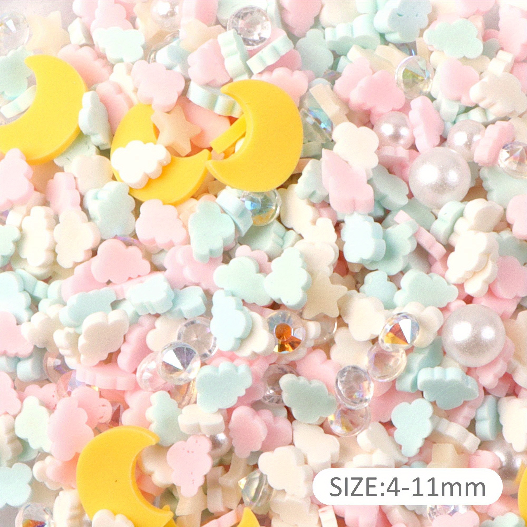 Kawaii Moon Mixed Polymer Clay Rhinestone Beads, Crafts Materials, Art Supplies, Christmas Decoration, 20g/0.7oz