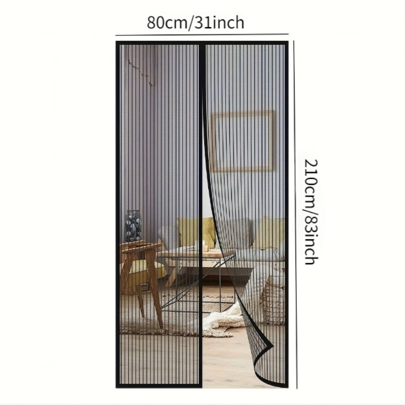 TEMU 1pc Mesh Proof Door Curtain, Auto-closing Pet Friendly Screen, No-drill For , Insect Fly Repellent For Kitchen, Living Room, Bedroom, Garage &