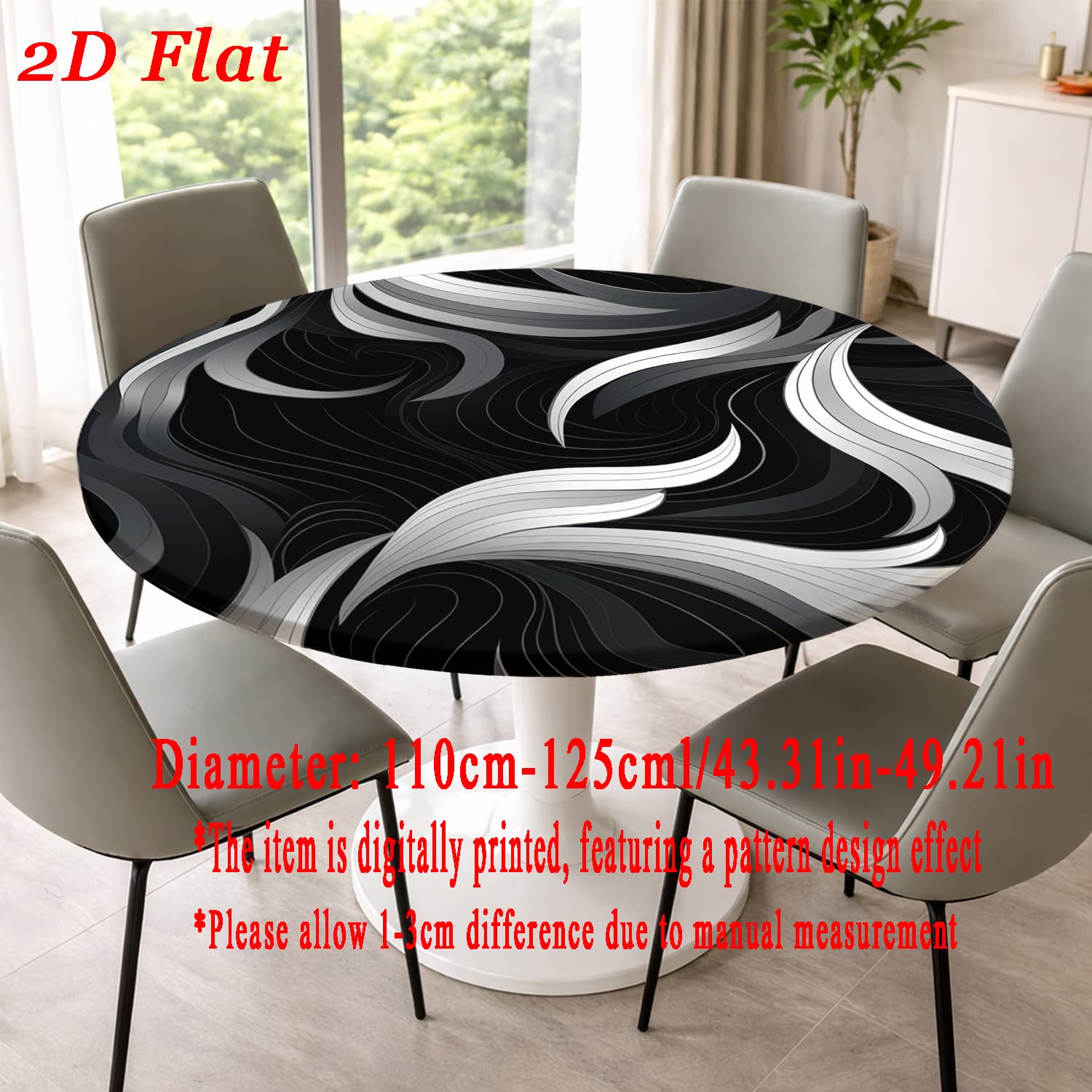 TEMU Nappe Ronde Élastique 2D PLATE , Imprimé Numérique, Toutes , Adaptée aux Tables Ronde, Amovible, avec Élastique, pour Cuisine, Restaurant,