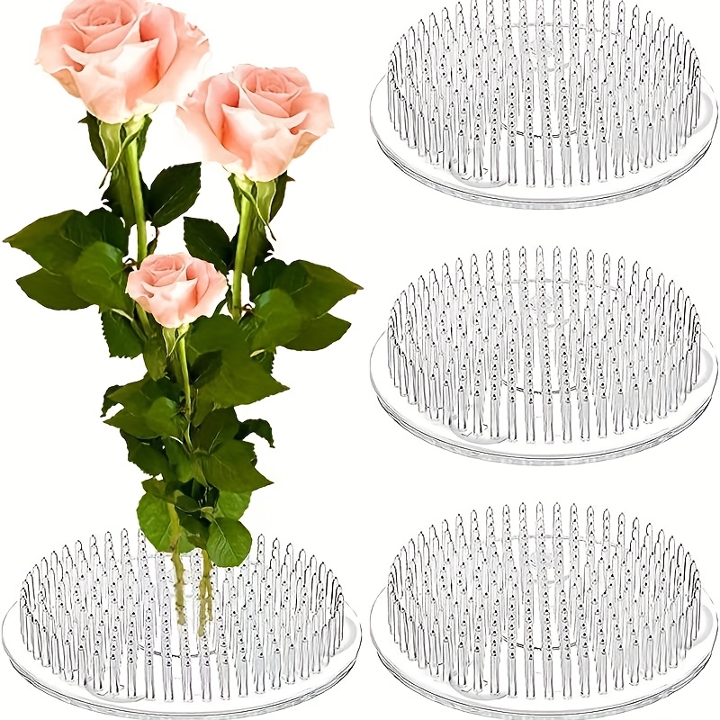 4pcs Chinese Style Floral Arrangement Stand, Zen-inspired Plastic Suction Cup Base With 3 Cups, Magical Flower Art Holder