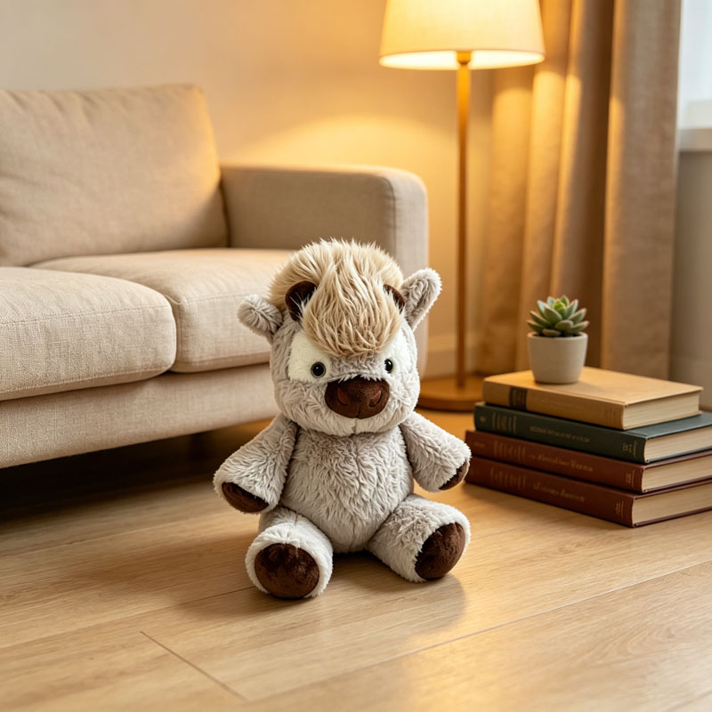 Running Gray Highland Cow Plush Toy