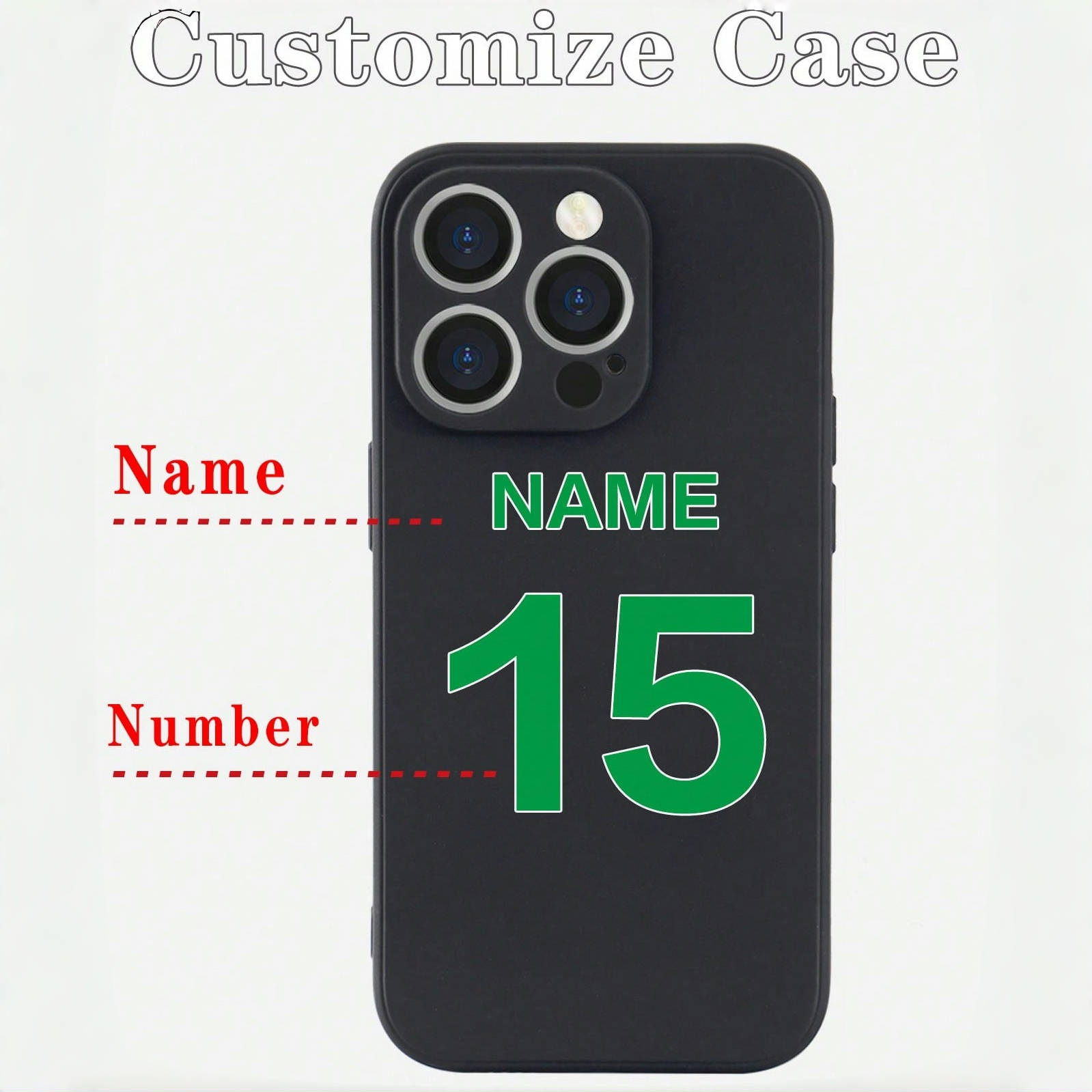 TEMU Customized Diy Matte Color Mobile Phone Case With Team Name, Letters And Numbers Design, Suitable For Iphone 11/12/13/14/15 Day Gift