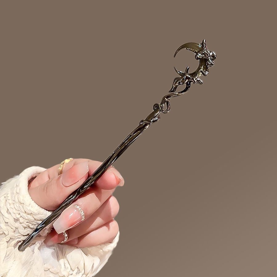 TEMU New Chinese-style Moon Hairpin For Women, Niche Design With A Cool Aesthetic, Modern Minimalist Updo Hairpin, Hair Stick For Women