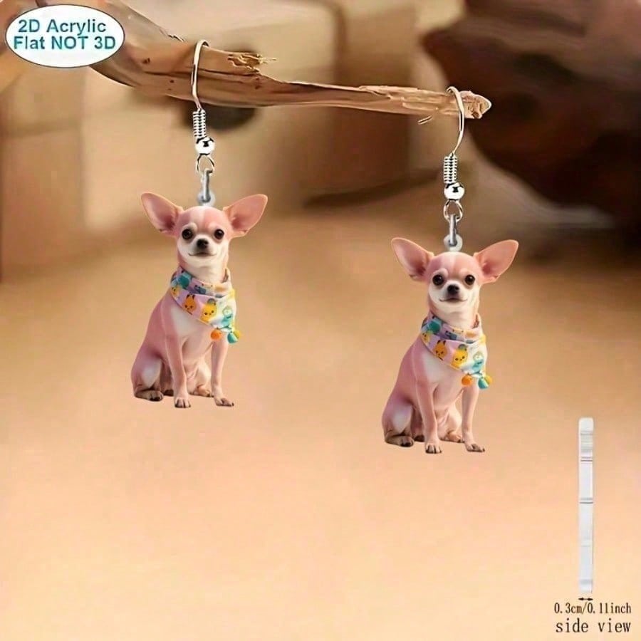TEMU 2d Flat - A Pair Of 2d Flat Earrings Made From Acrylic Material, Ideal For Pairing With Pink Outfits. Elegant Additions Are Perfect For Parties