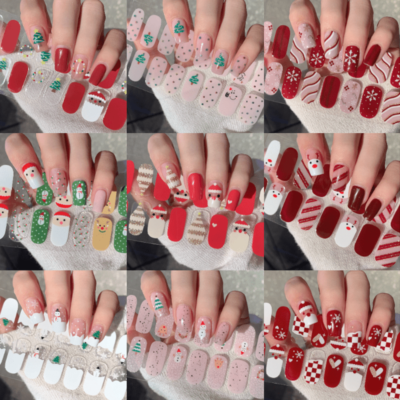 

[hot Sellingl 9pcs Christmas - -adhesive, Gel Strips Snowman & For Festivemanicures