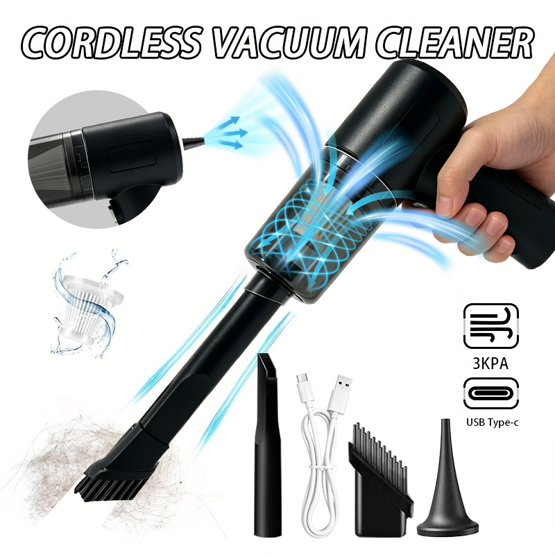 TEMU 2026 New Wireless Handheld Vacuum Cleaner, Portable Type-c Charging Port, 18650 Lithium, Suitable For Car And Home Dual Use, Design, Durable And