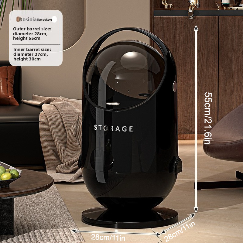 Modern Cylindrical Automatic Odor-Control Trash Can with Central Locking Lid & Wheel System - Heavy-Duty Plastic Mobile Bin with Ergonomic Handle, Space-Saving Design for Kitchen, Office, Living Room - Modern Red/Black/White/Gray/Black with Golden Lid - Durable & Hygienic Waste Disposal, Sleek Cylindrical Shape with Smooth Wheels for Easy Mobility, Odor-Reducing & Hygienic Storage Solution, Garbage Cans for Kitchen, Diaper Trash Can, Trash Can On Wheels,