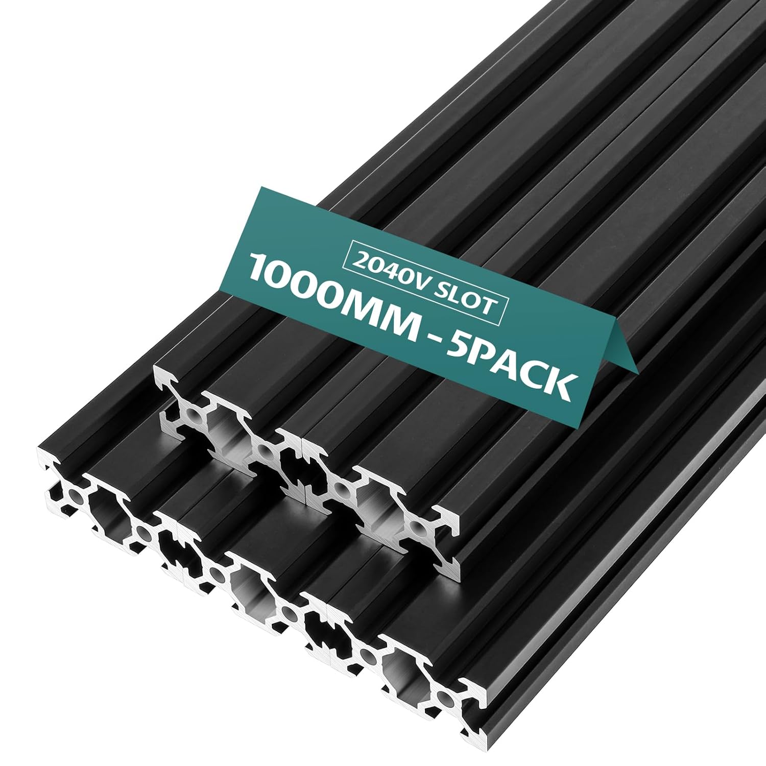 4-Pack 48-Inch Black 2040 V-Slot Aluminum Extrusion - 20x40mm T-Slot Rails For 3D Printer & CNC Framing