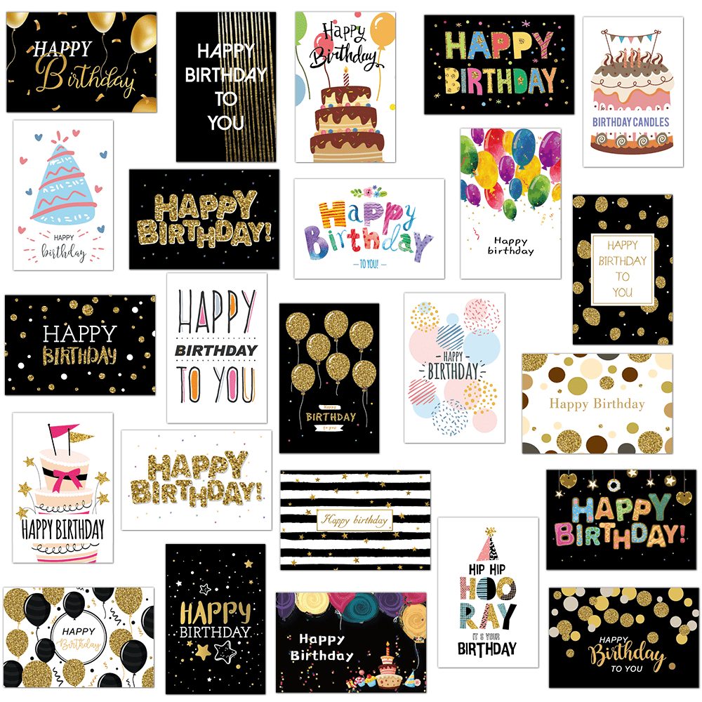 TEMU 48pcs Birthday Card Set With Envelopes, Including 24 Greeting Cards And 24 Envelopes. Happy Birthday Cards Featuring Watercolor Balloons And