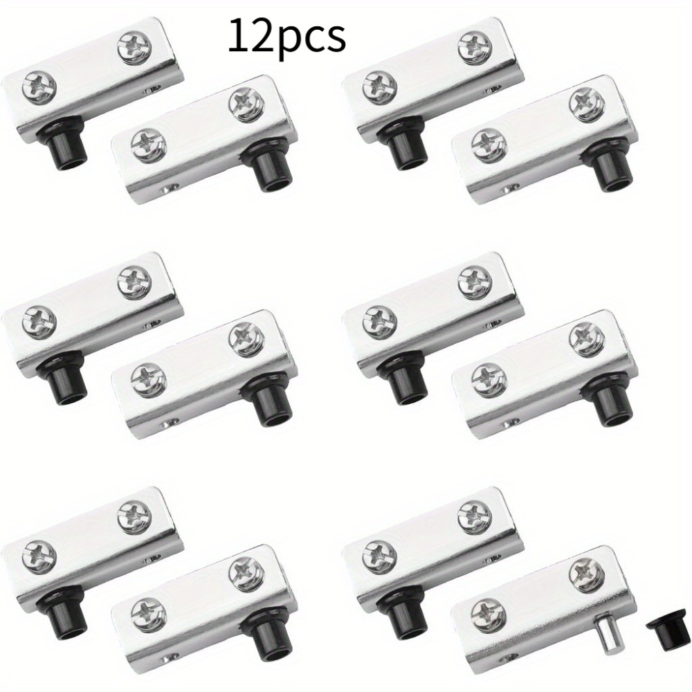 TEMU 12pcs Pivot Hinge Sets | Frameless Glass Door Pivot Hinge With Pin, 3-6mm Free Hanging Adjustable Iron Clamp Hinge Replacement Kit, , Embedded
