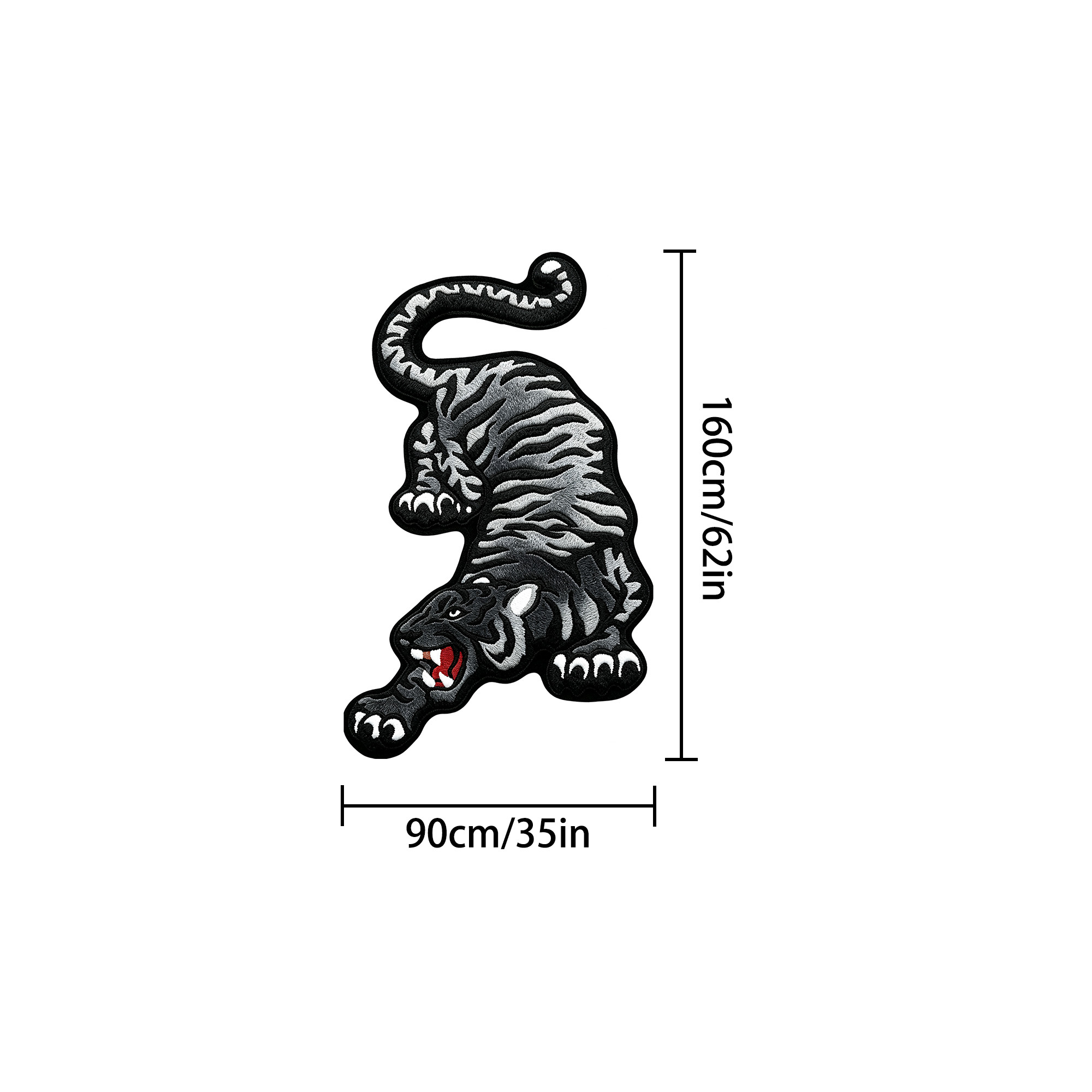 TEMU Velvet Pointed Base, Thickness 7.5mm 1pc, Dark Gray Tone Tiger Irregular Long Carpet, Retro American Shaped Study Mat, Animal Room Foot Pad,
