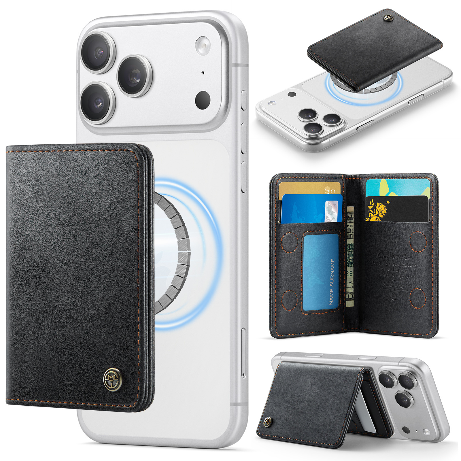TEMU Phone Case - Retro Faux Leather Wallet With Card Slots, Magnetic Closure Flip Card Case Holder, Ideal Holiday Gift For Men, And Elders