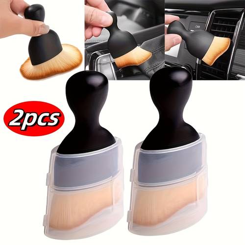 set of 2 ultra soft brushes for car cleaning featuring soft bristles effective interior dust and reaching areas making it a must have tool for vehicle maintenance