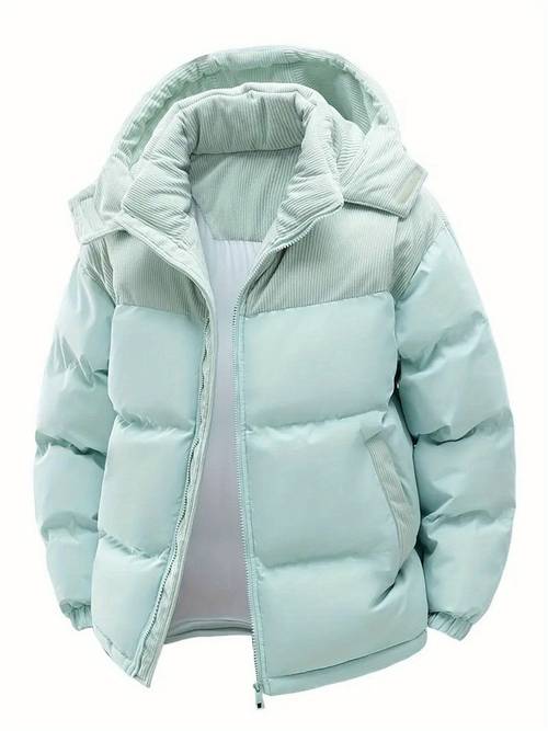 1pc new winter hooded casual fleece mens coat jacket mens detachable hooded warm colorblocked jacket couples winter youth jacket top