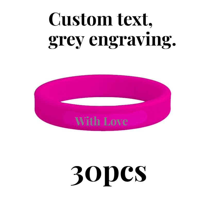 30pcs Custom Silicone Wristbands, Personalised Gift