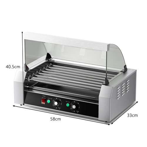 hot dog roller 7 rollers 18 capacity 900w stainless sausage grill cooker machine with hood removable oil drip tray commercial and household machine
