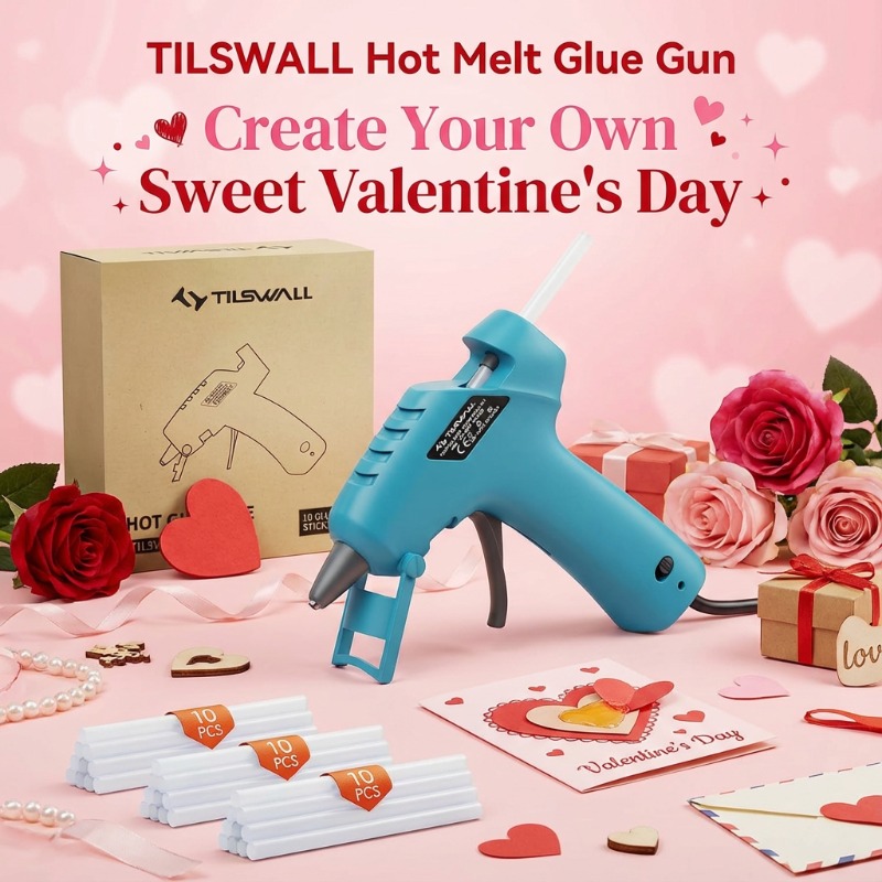 [ ] Creative Valentine's Day Gifts | Tilswall 3-minute Instant Glue Gun {includes 30 Glue Sticks} | 20w Drip-proof | Suitable For Dormitories | Classrooms | And Homes | Blue |