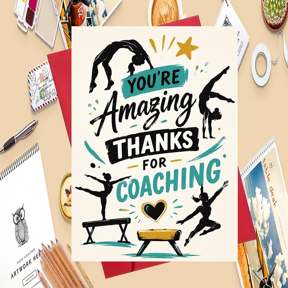 TEMU 1set Gymnastics Coaching Appreciation Card: A Perfect Gift For Gymnastics On Special Occasions