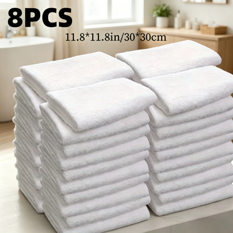 8-pack White Square Towels | 11.8 Inches * 11.8 Inches Durable Towels, Suitable For Home, Hotel, Camping, Bathroom Supplies, And Cleaning Cloths | Machine Washable, , Hand Towel