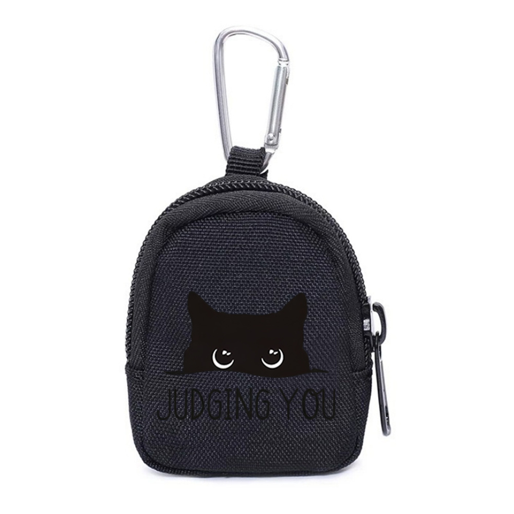 TEMU 1pc Peeking Black Cat With Words You Silently Coin Purse, , Suitable For Camping, Fishing, Change And Coin Storage, Key And Earphone