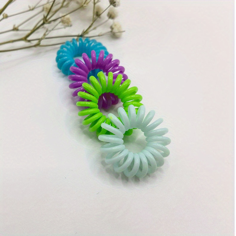 4 Spiral-Haargummis Im Set – Elastisch, Haarschonend, Telefonkabel-Design In Bunten Farben