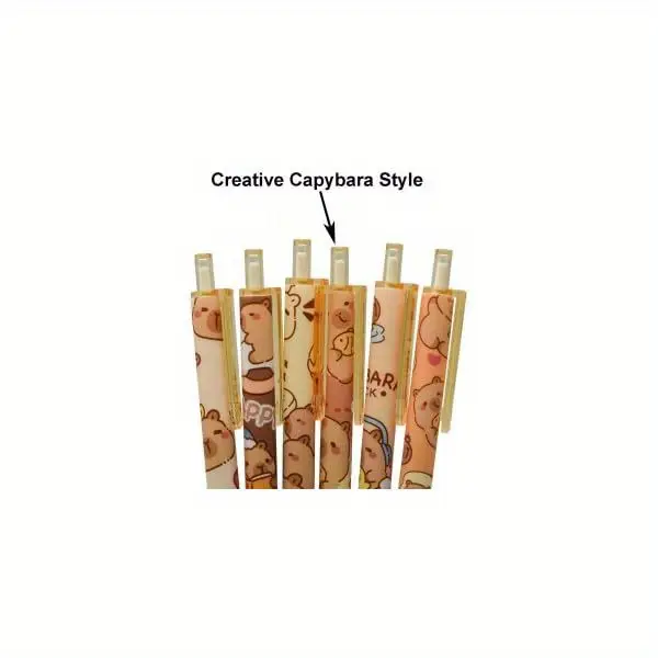 12pcs capybara rollerball gel pens cartoon animal pen retractable priting pens novelty pen black ink for school party office, cute gel pens, pen, fancy pen, needle tip pens, school pens, school supplies, writing essentials, whimsical writing, stationery, comfortable grip, retractable mechanism, stationery lovers, gift ideas Product details 2
