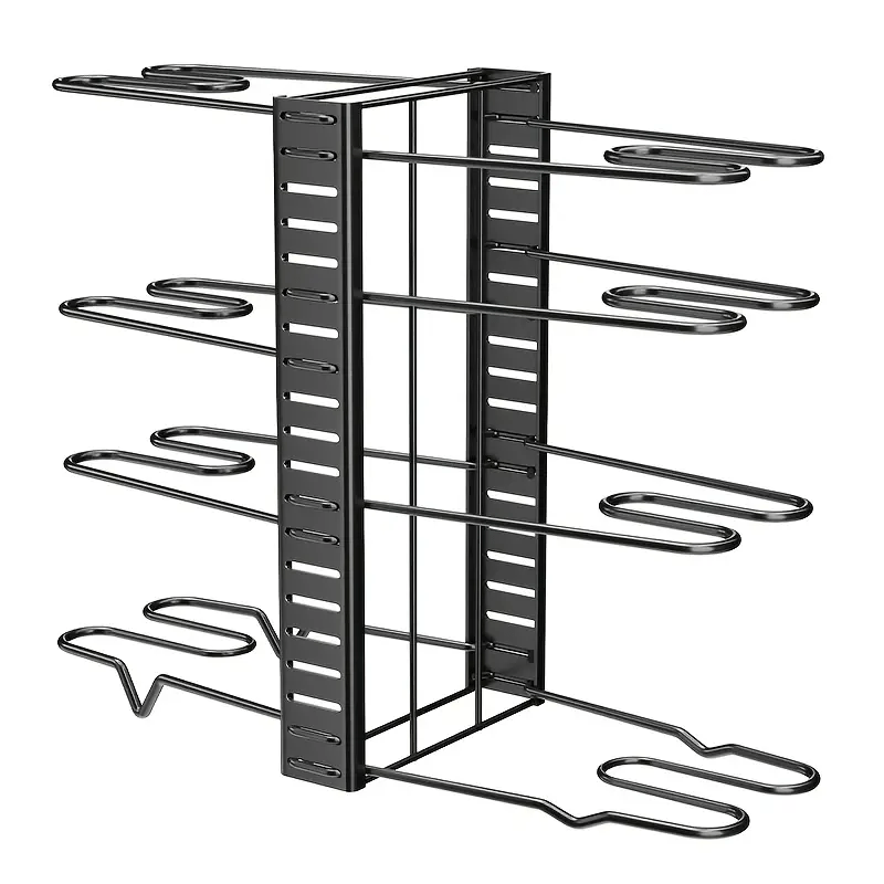 8 Tier Iron Pot Rack Organizer, Heavy Duty Metal Pot And Pan Storage, Rust Resistant Kitchen Rack With Anti Slip Layers, Space Floor Standing Pot Holder For Home And Restaurant Use